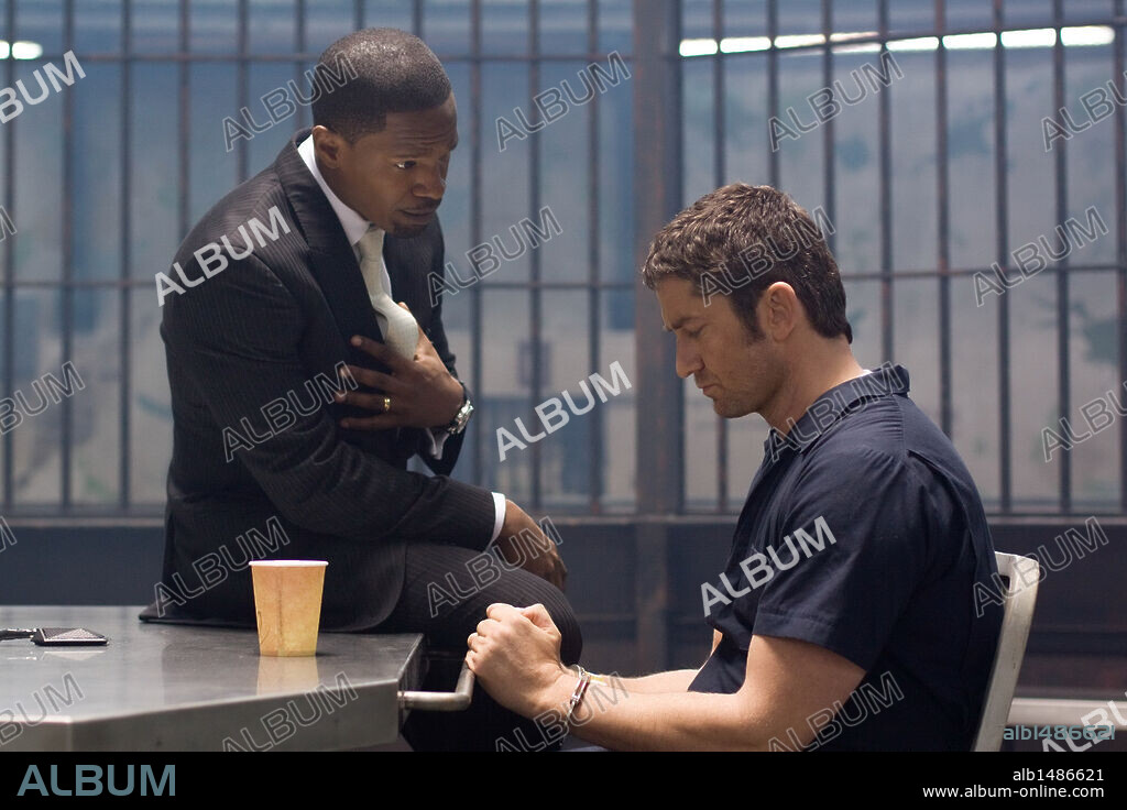 GERARD BUTLER y JAMIE FOXX en UN CIUDADANO EJEMPLAR, 2009 (LAW ABIDING CITIZEN), dirigida por F. GARY GRAY. Copyright WARP FILMS.