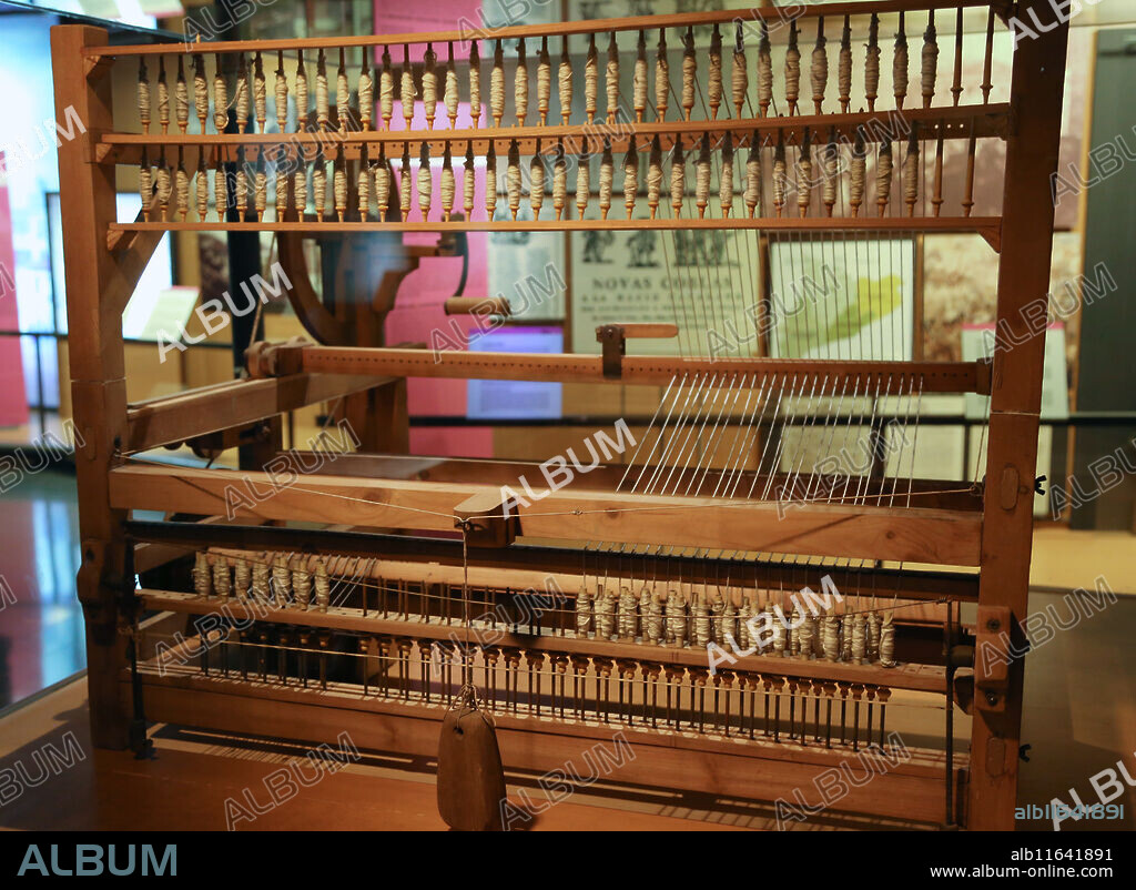 Ramon Fraguell desing a new spinning machine,  The Bergadana, 1790-1795. Replica. Museum of the History of Catalonia, Barcelona. Spain.