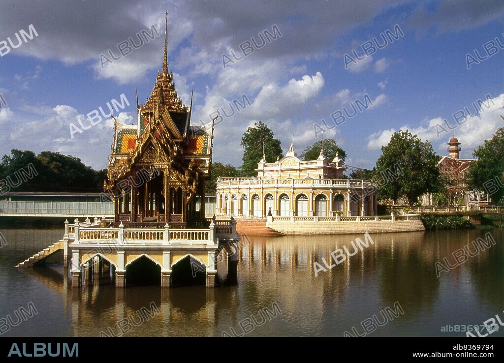Bang Pa-In Royal Palace, also known as the Summer Palace, is a palace complex formerly used by the Thai kings. It lies beside the Chao Phraya River in Bang Pa-In district, Ayutthaya Province.<br/><br/>. King Prasat Thong constructed the original complex in 1632, but it fell into disuse and became overgrown in the late 18th and early 19th centuries, until King Mongkut began to restore the site in the mid-19th century. Most of the present buildings were constructed between 1872 and 1889 by King Chulalongkorn.