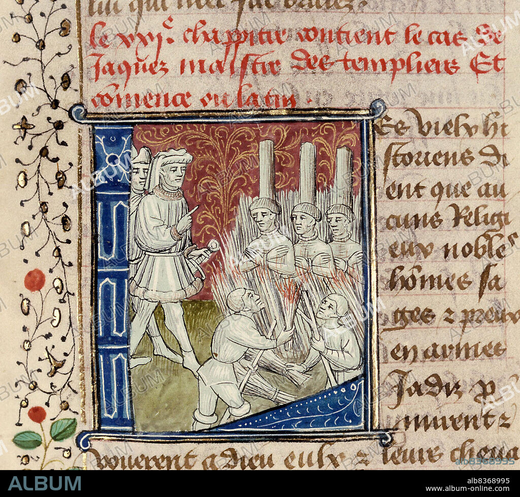 ANONYMOUS. Execution of the Templars. From: De casibus virorum illustrium by Giovanni Boccaccio.