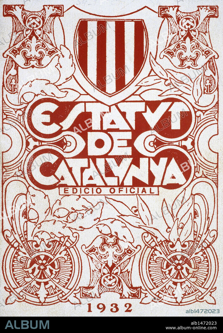 Cover of an edition of the Statute of Catalonia (1932), basic special law to the autonomous regime in Catalonia. Spain.