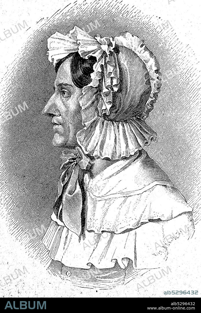 Nannette Streicher, Anna-Maria Stein, 1769-1833, a German piano maker, composer, music educator and writer  /  Nannette Streicher, Anna-Maria Stein, 1769-1833, deutsche Klavierbauerin, Komponistin, Musikpädagogin und Schriftstellerin, Historisch, digital improved reproduction of an original from the 19th century / digitale Reproduktion einer Originalvorlage aus dem 19. Jahrhundert,.