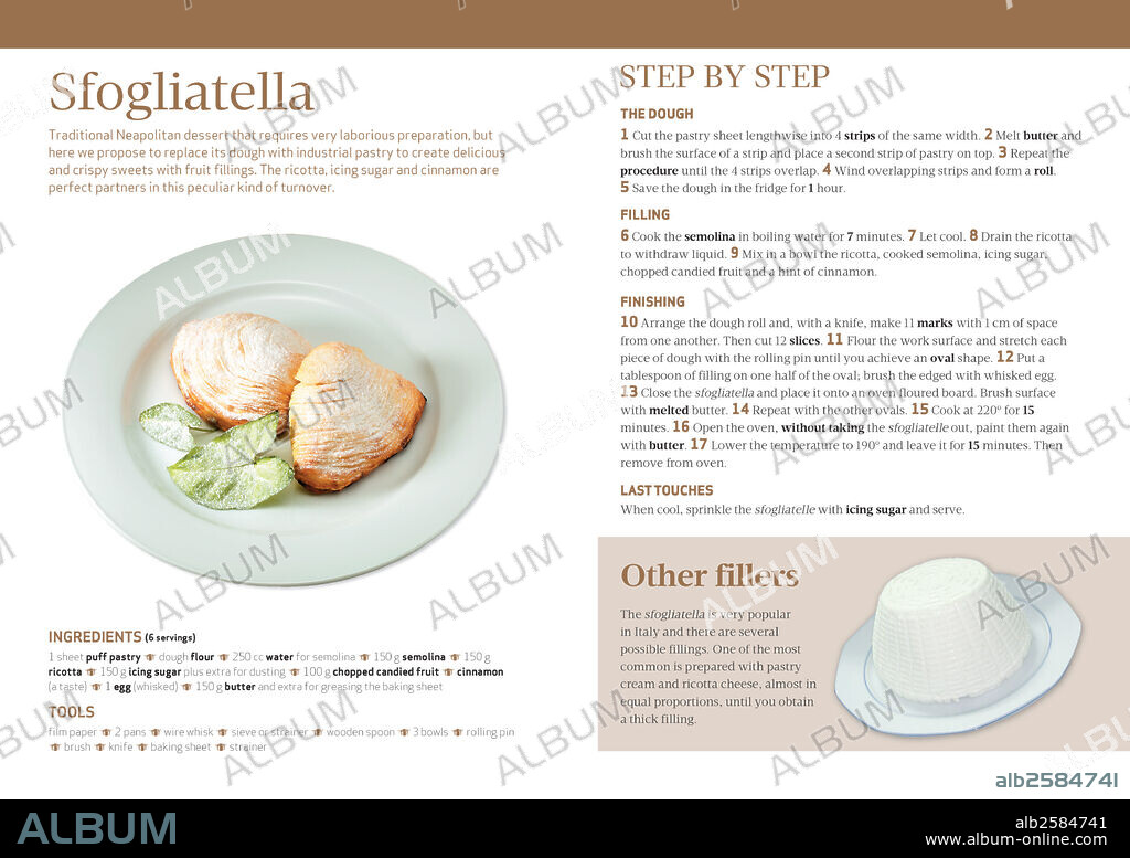 Sfogliatella. Receta para la elaboración de la sfogliatella, un tradicional y elaborado postre napolitano. Ingredientes, utensilios y modo de preparación al detalle.