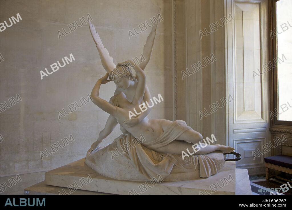 Psyche Revived by Cupid's Kiss by Antonio Canova, marble sculpture, 1787, France, Paris, Musee du Louvre.