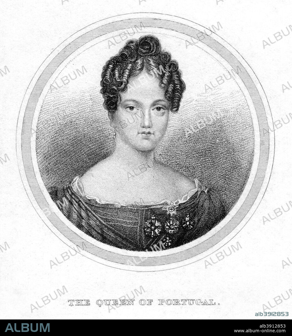 Maria II of Portugal, 19th century. Maria II da Gloria, Queen of Portugal, (1819-1853), was the daughter of King Pedro IV. She had at least 12 children and died in childbirth.