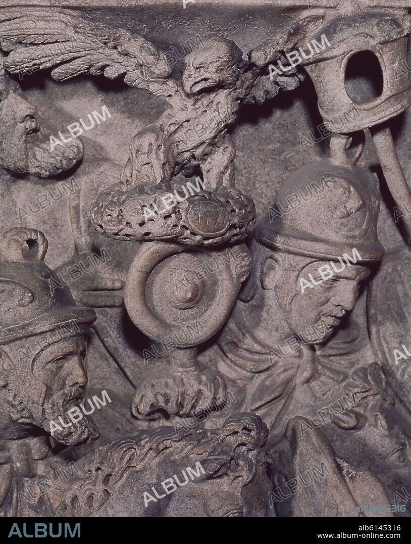 INSIGNIA DE LA LEGION ROMANA DETALLE DEL SARCOFAGO DE PORTONACCIO - SIGLO II.
