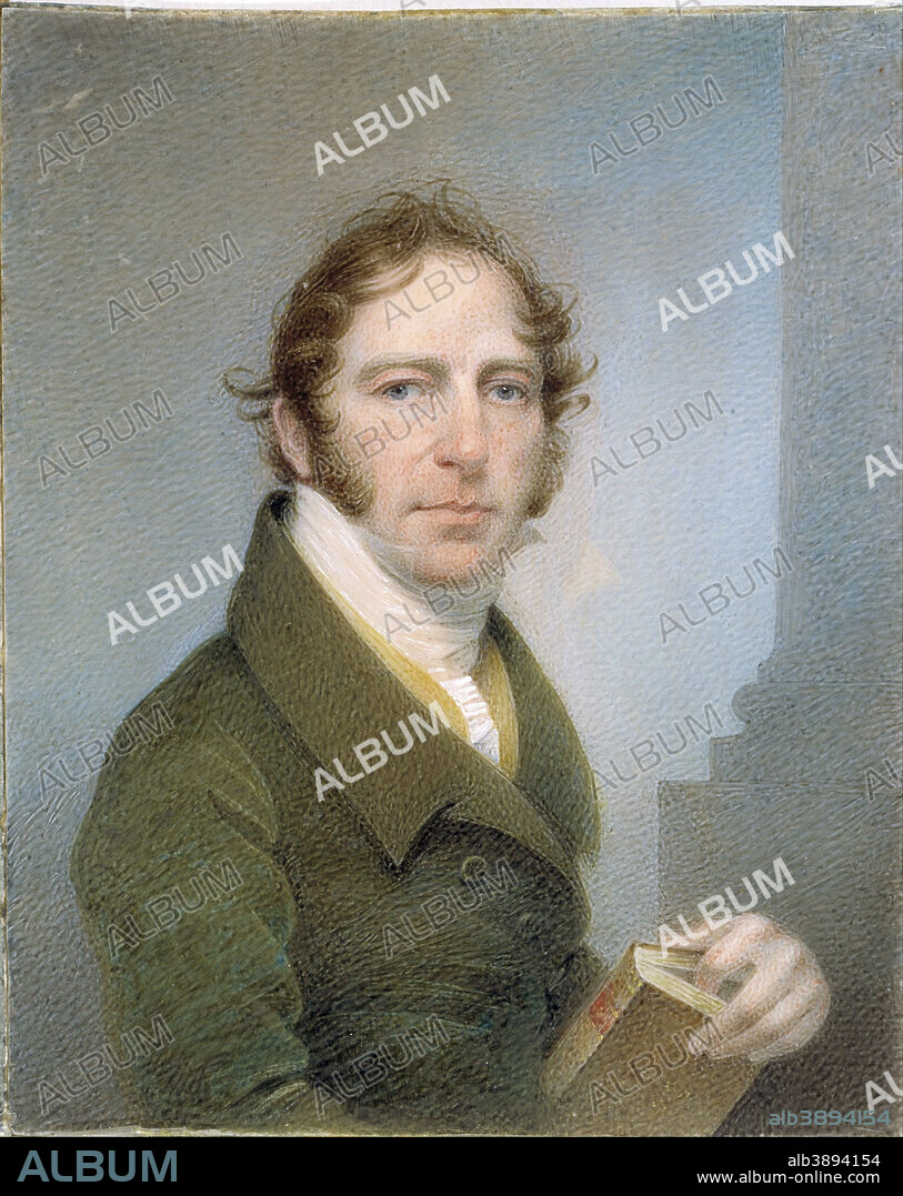CHARLES FRASER. Self-portrait. Date/Period: 1823. Miniature. Watercolor on ivory watercolor on ivory. Height: 110.99 mm (4.37 in); Width: 88.90 mm (3.50 in).