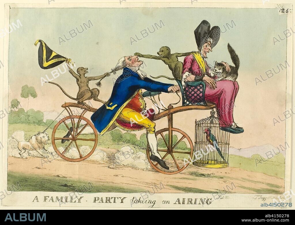A Family Party Taking an Airing. Attributed to William Heath (English, 1794-1840); published by Thomas Tegg (English, 1776-1845). Date: 1819. Dimensions: 220 × 310 mm (image); 229 × 320 mm (sheet, trimmed within platemark). Hand-colored etching on ivory wove paper. Origin: England.