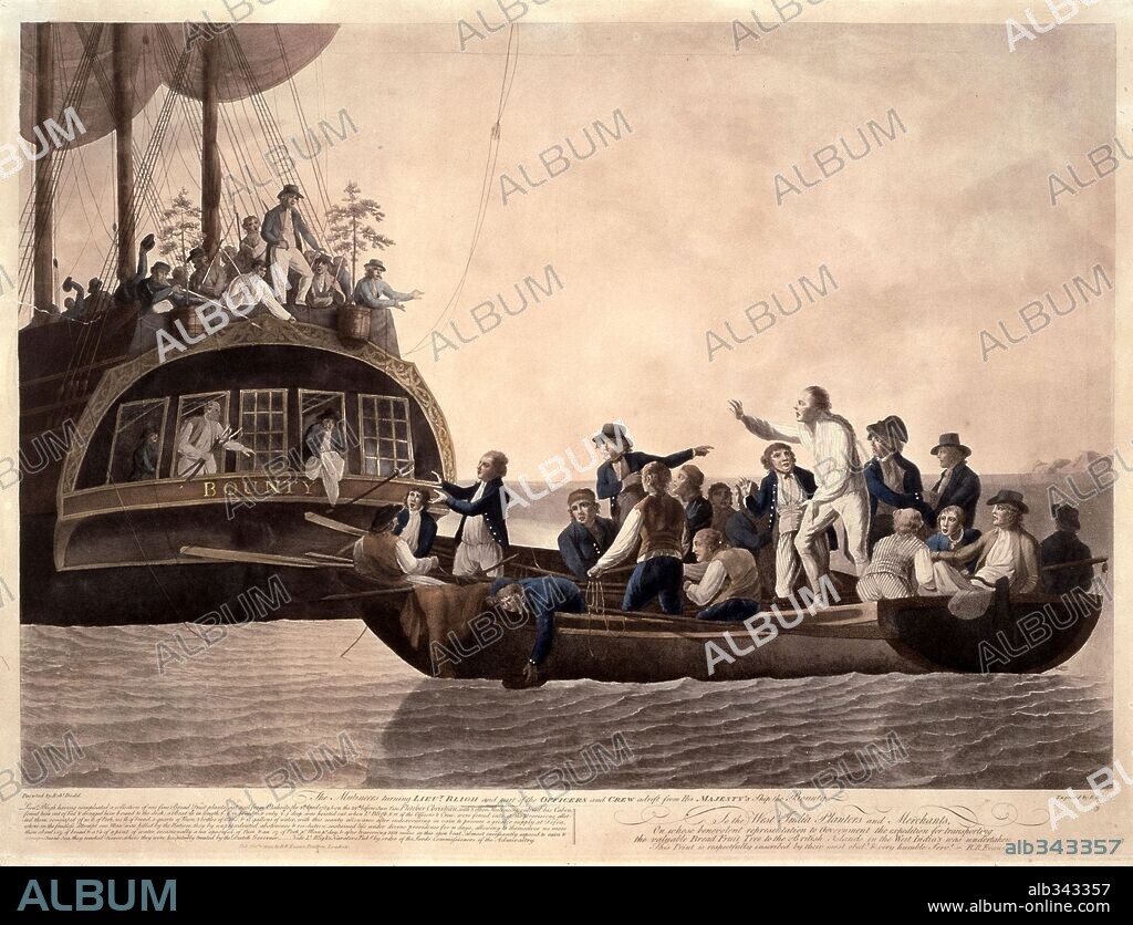ROBERT DODD. Lt Bligh and officers cast adrift from the Bounty 4th April 1789. Aquatint.