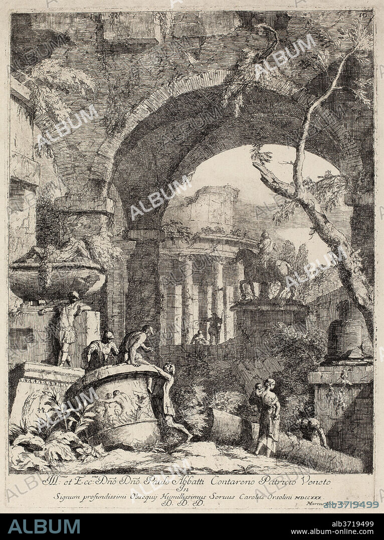 MARCO RICCI. Capriccio: Ruins. Medium: etching.