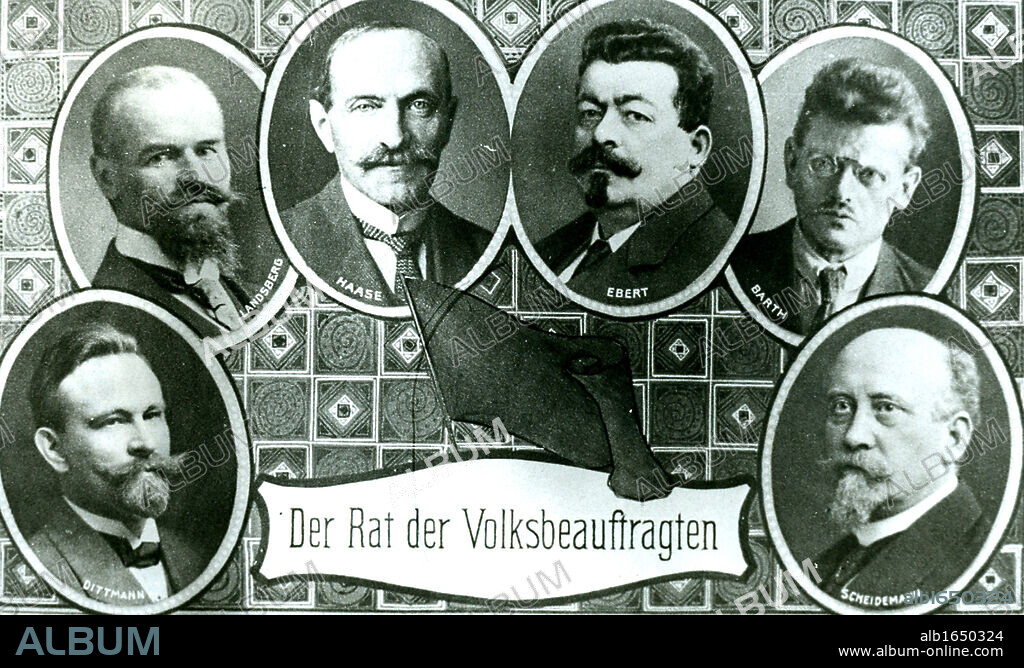 Members of the provision German Government, the Rat der Volksbeauftragten, created by the Social Democratic Party in the course of the Revolution of November 1918. From left to right Wilhelm Dittmann (1874-1954) Otto Landsberg (1869-1957) Hugo Haase.