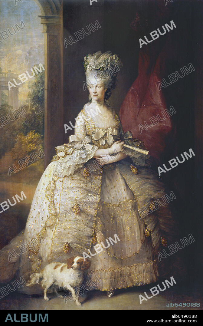 THOMAS GAINSBOROUGH. Charlotte of Mecklenburg-Strelitz (1744-1818),Queen of the United Kingdom, spouse of King George III. 
Canvas, 238 x 186cm. Painted 1781.