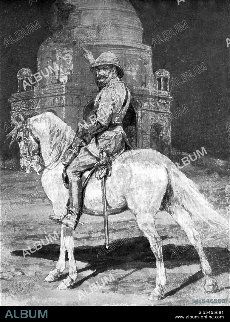 Kitchener won fame in 1898 for winning the Battle of Omdurman and securing control of the Sudan, after which he was given the title 'Lord Kitchener of Khartoum; as Chief of Staff (1900-02) in the second Boer war he played a key role in Lord Roberts' conquest of the Boer Republics, then succeeded Roberts as commander-in-chief - by which time Boer forces had taken to guerrilla fighting and British forces imprisoned Boer civilians in concentration camps. His term as Commander-in-Chief (1902-09) of the Army in India saw him quarrel with Viceroy Lord Curzon, who eventually resigned. Kitchener then returned to Egypt as British Agent and Consul-General (de facto Viceroy). In 1914, at the start of the First World War, Lord Kitchener became Secretary of State for War, a Cabinet Minister. One of the few men to foresee a long war, one in which Britain's victory was far from secure, he organised the largest volunteer army that Britain, and indeed the Empire, has seen and a significant expansion of materiels production to fight Germany on the Western Front. His commanding image, appearing on recruiting posters demanding 'Your Country Need You!', remains recognised and parodied in popular culture to this day. He died in 1916.