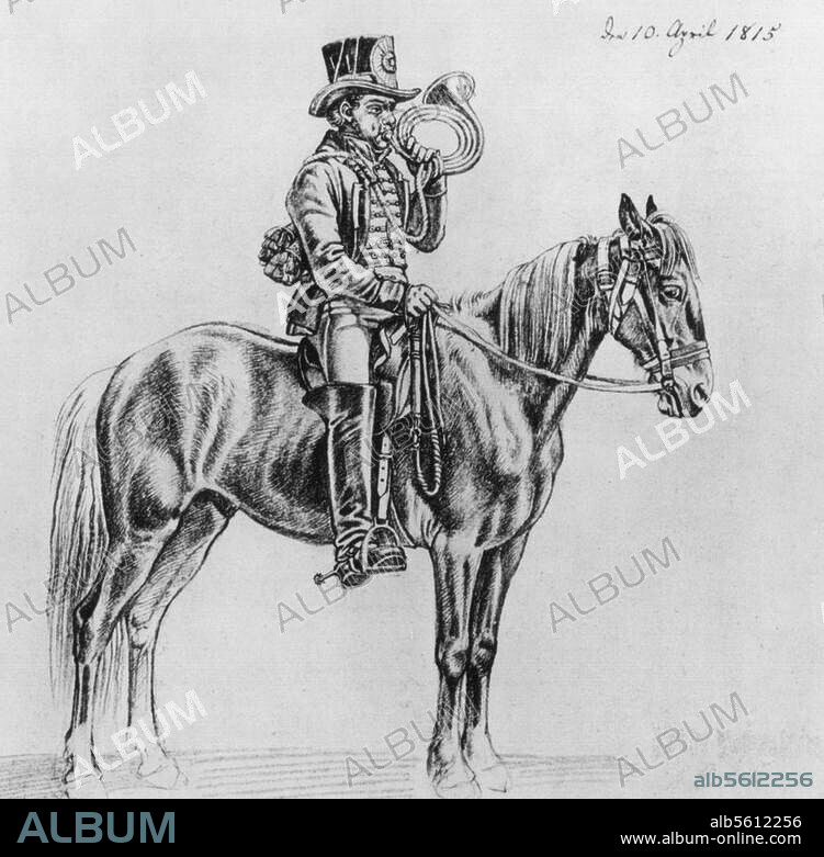Post / Postillon. Postillon. Zeichnung, 10. April 1815, von Johann Adam Klein (1792-1875).