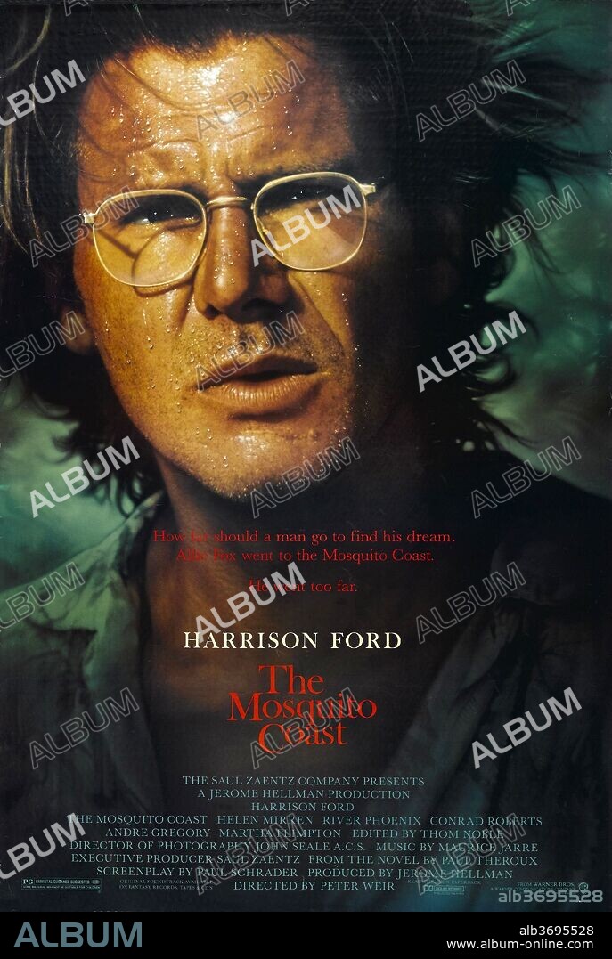 Poster de LA COSTA DE LOS MOSQUITOS, 1986 (THE MOSQUITO COAST), dirigida por PETER WEIR. Copyright WARNER BROTHERS.