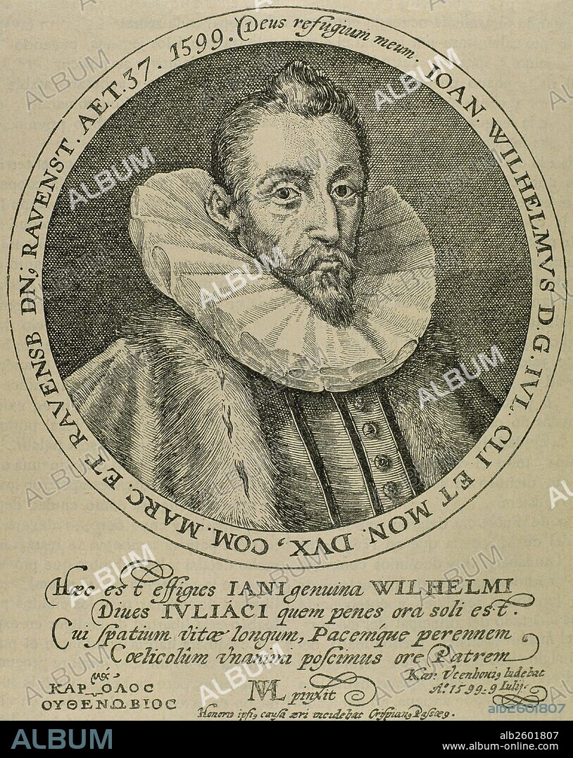 John William of Julich-Cleves-Berg (1562-1609). Duke of Julich-Cleves-Berg.  German noble and religious. Portrait. Engraving.