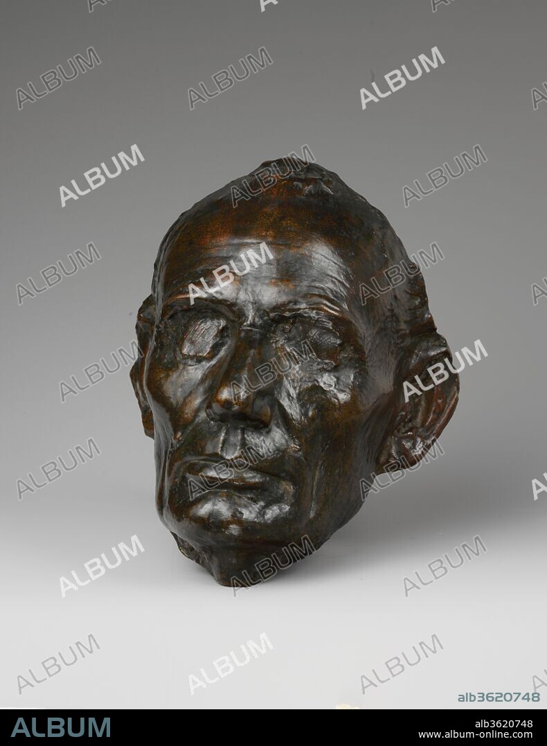Life Mask of Abraham Lincoln. Artist: Leonard Wells Volk (1828-1895); Augustus Saint-Gaudens (American, Dublin 1848-1907 Cornish, New Hampshire). Dimensions: L. 8 in. (20.3 cm). Date: 1860, cast 1886.
In 1860 Volk made molds of the face and hands of Abraham Lincoln (1809-1865). The life mask reproduces Lincoln's beardless face as it appeared during his first presidential campaign. The hand (2007.185.1) grips a broomstick, a prop that Lincoln improvised upon Volk's suggestion that he hold something cylindrical resembling a document. In 1886 Saint-Gaudens, the collectors Thomas B. Clarke and Erwin Davis, and the journalist Richard W. Gilder together purchased the original plaster casts to present to the Smithsonian Institution. To finance the donation, they sold bronze and plaster casts after Volk's originals, with production supervised by Saint-Gaudens.