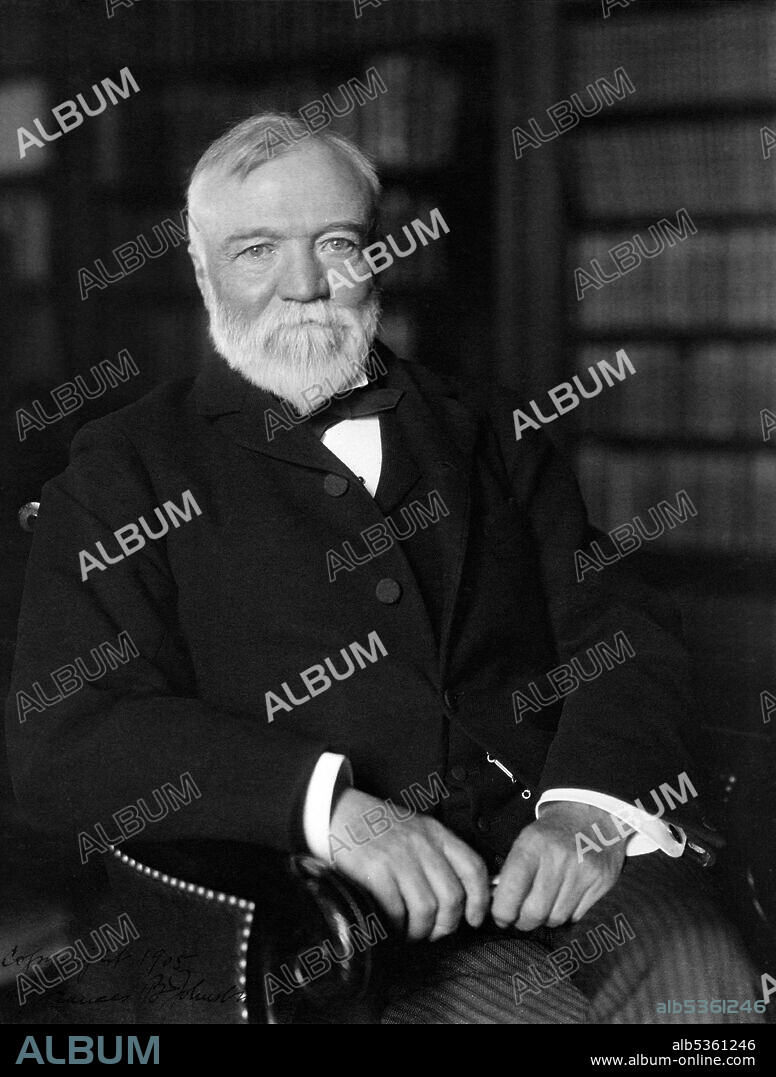 Andrew Carnegie (1835-1919) Scottish-American Industrialist and Philanthropist, Seated Portrait, photo by Frances Benjamin Johnston, 1905.