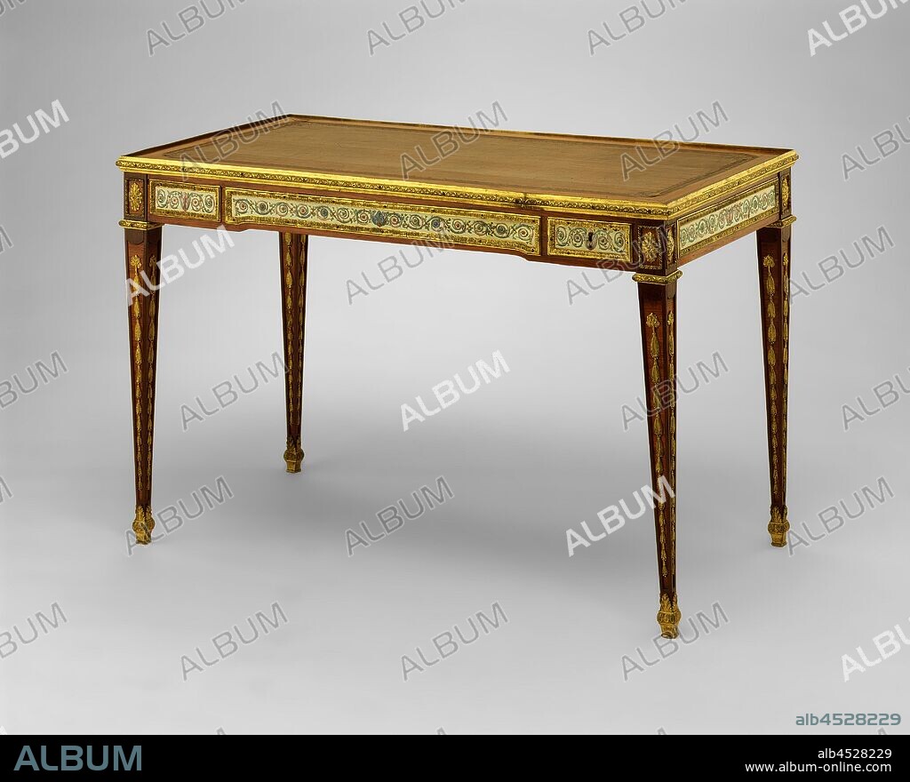 Claude-Charles Saunier, French, 1735-1807, Combination Gaming and Writing Table, ca. 1775, leather, felt, tulipwood and kingwood, and ormolu, Overall: 28 × 44 5/8 × 23 7/16 inches (71.1 × 113.3 × 59.5 cm).