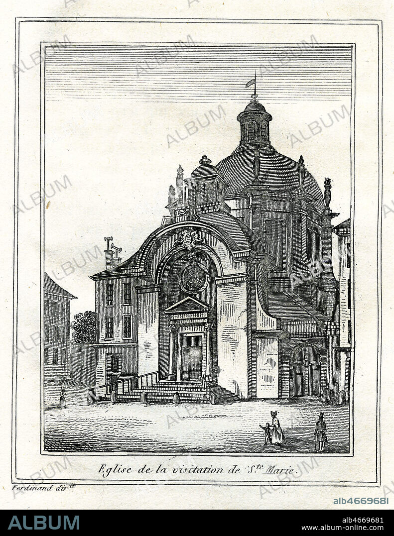 Eglise de la vistation de Sainte-Marie, rue saint-Antoine, sur un projet de François Mansart, 1632-1634. Illustration tiree de l'ouvrage de Georges TOUCHARD-LAFOSSE (1780-1847) 'Histoire de Paris' vol.3, publie en 1833. Credit : Jean Vigne/KHARBINE-TAPABOR.