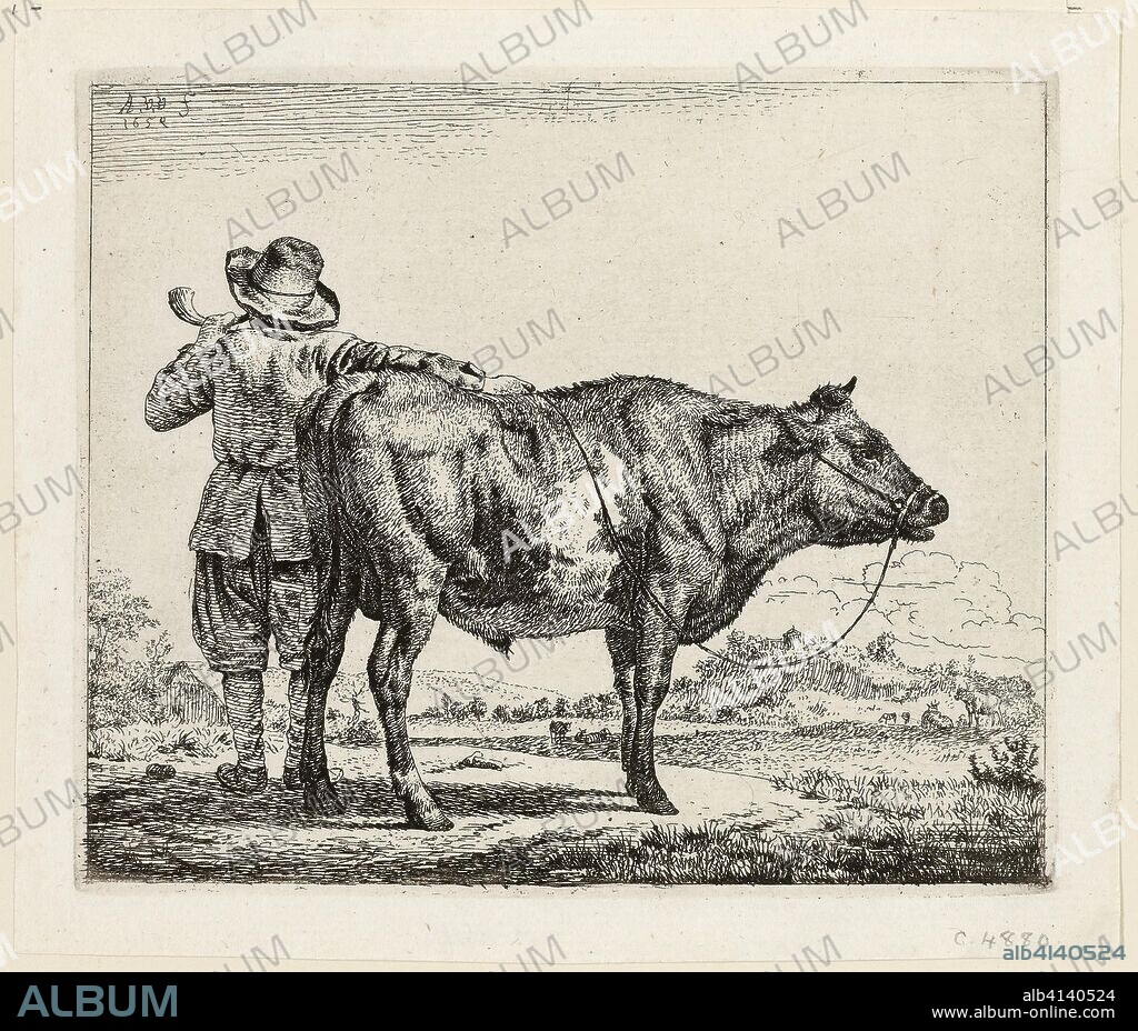 The Cowherd and the Bull. Adriaen van de Velde; Dutch, 1636-1672. Date: 1659. Dimensions: 113 x 134 mm (plate); 129 x 151 mm (sheet). Etching in black on ivory wove paper. Origin: Holland.