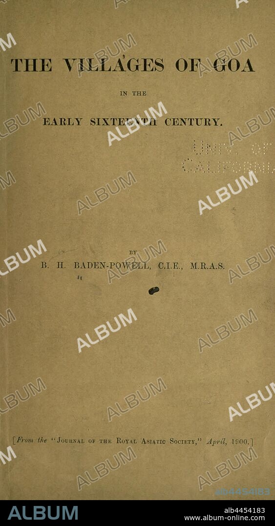 The villages of Goa in the early sixteenth century : Baden-Powell, B. H. (Baden Henry), 1841-1901.