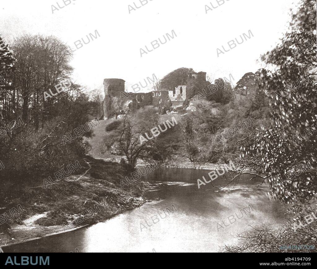 Bothwell Castle, South Lanarkshire, Scotland, 1894. Medieval castle sited on a bank above a bend in the River Clyde. Construction was begun in the 13th century by the ancestors of Clan Murray, to guard a strategic crossing point of the river. From Beautiful Britain; views of our stately homes. [The Werner Company of Chicago, 1894].