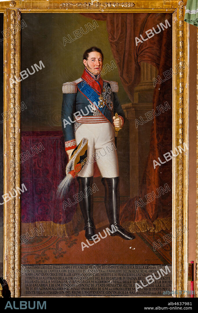 Palermo, The Royal Palace or Palazzo dei Normanni (Palace of the Normans), The Royal Apartment, The Viceroy Room: "Antonio Lucchesi Palli, Lieutenant General of the Kingdom" (1822-1824, about 1830); oil painting by Giuseppe Patania (1780-1852).