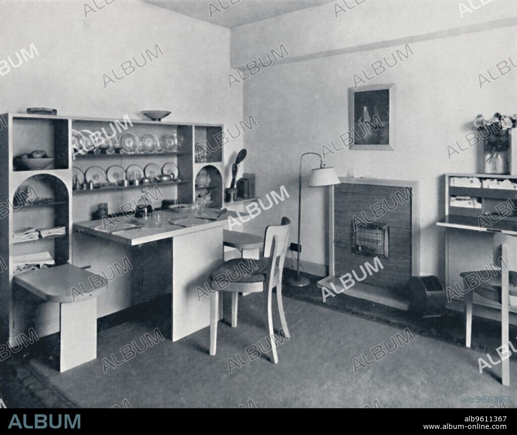 'Rowley Gallery of Decorative Art Ltd - Combined dining-living-room open', 1939. From Decorative Art 1939 - The Studio Year Book, edited by C. G. Holme. [The Studio Ltd., London, 1939].