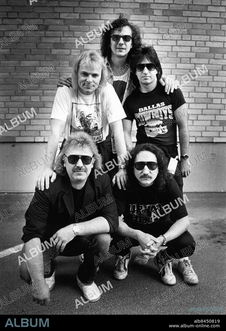 GÖTEBORG 1989-05-20.. Uriah Heep är ett brittiskt rockband med inslag av boogie och progressiv rock, även om de generellt brukar kategoriseras som ett hårdrocksband. Namnet är taget från en karaktär med samma namn ur Charles Dickens bok David Copperfield - bandmedlemmarna är Trevor Boulder, Bernie Shaw, Mick Box, Phil Lanzon och Lee Kerslake. *** Local Caption *** GP Foto: Roger Granat / Kamerareportage / TT / Kod: 2524.