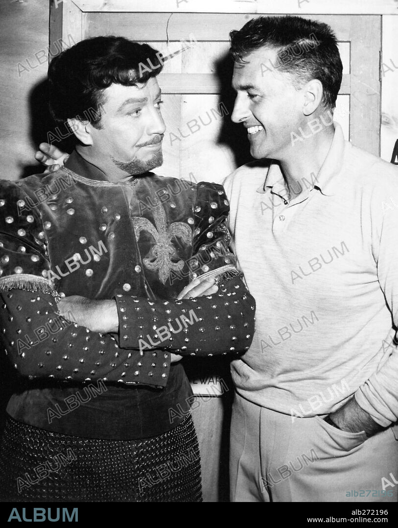 ROBERT TAYLOR and STEWART GRANGER in IVANHOE, 1952, directed by RICHARD THORPE. Copyright M.G.M.