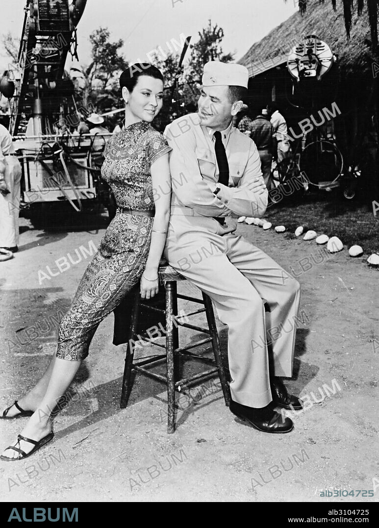 GIA SCALA and GLENN FORD in DON'T GO NEAR THE WATER, 1957, directed by CHARLES WALTERS. Copyright M.G.M.
