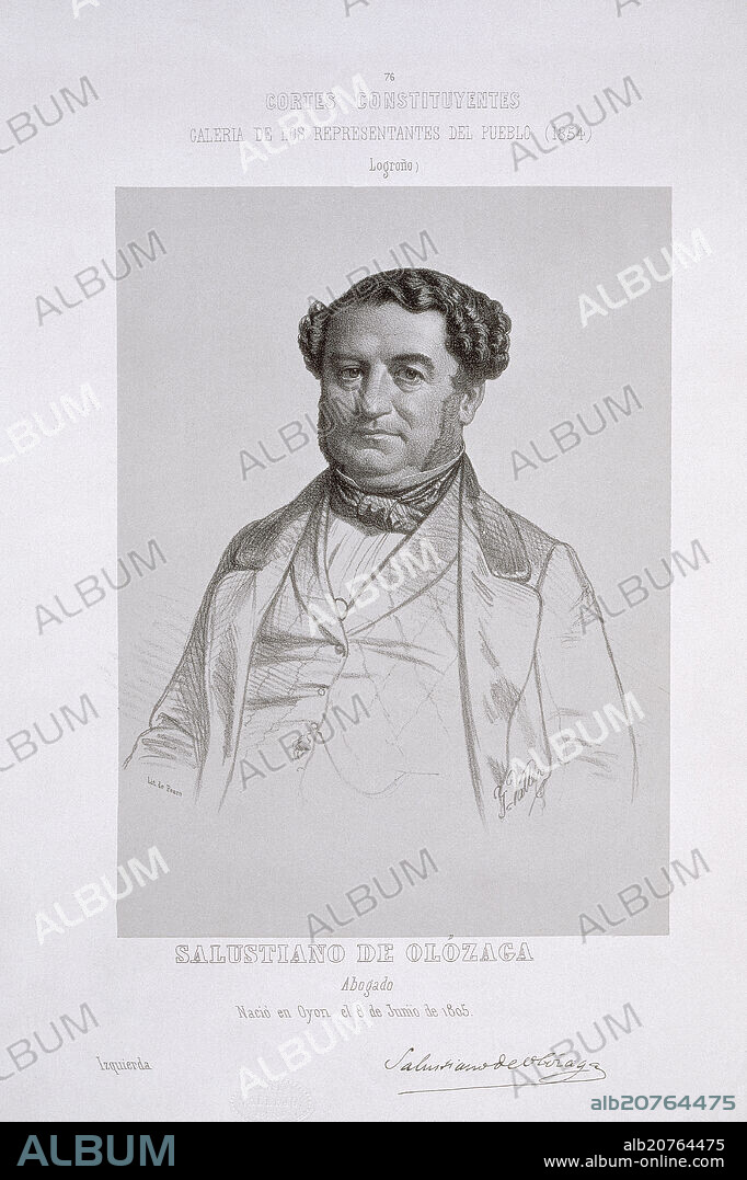 JOSE VALLEJO Y GALEAZO. CORTES CONSTITUYENTES - GALERIA DE LOS REPRESENTANTES DEL PUEBLO (1854) - LITOGRAFIA DE SALUSTIANO DE OLOZAGA.