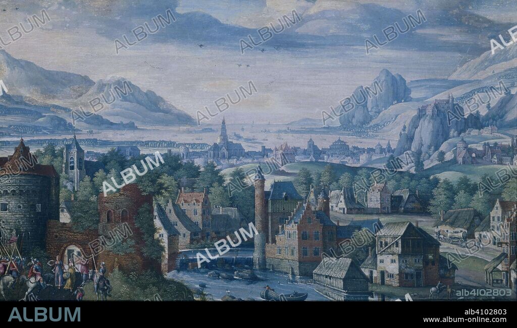 JACOB SAVERY (I). Landscape with the story of Jephthah's daughter. Dating: 1580 - 1589. Measurements: h 18.5 cm × w 31 cm.