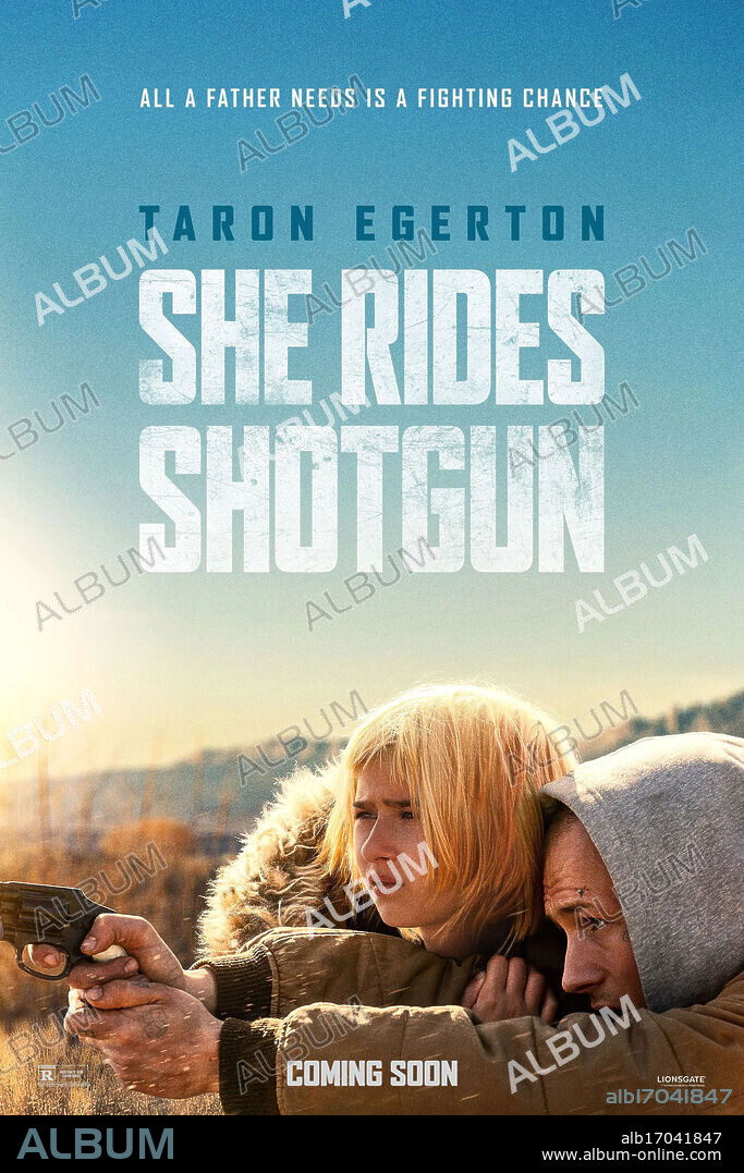 ANA SOPHIA HEGER y TARON EGERTON en SHE RIDES SHOTGUN, 2025, dirigida por NICK ROWLAND. Copyright Fifth Season / Makeready / Super Frog.