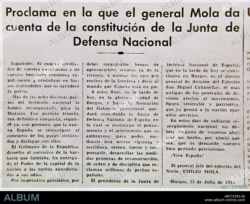 PERIODICO EL NORTE DE CASTILLA - 23 DE JULIO DE 1936.
