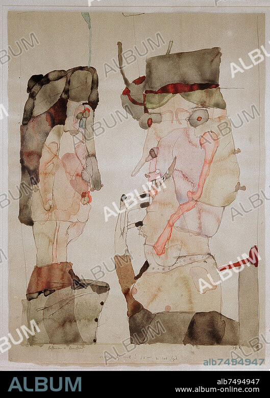 HORST JANSSEN. Janssen, Horst 1929-1995. "Bethmann + Reventlow", 1961. Federzeichnung, Aquarell, 58,2 x 42,7 cm. Oldenburg, Horst-Janssen-Museum.