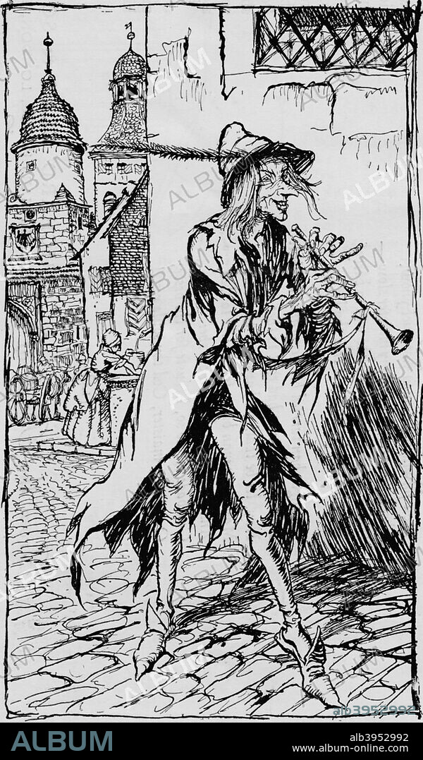 The Pied Piper of Hamelin by Robert Browning (1812-1889).  From The Bookman - Special Christmas Number 1934. [Hodder and Stoughton, London, 1934].