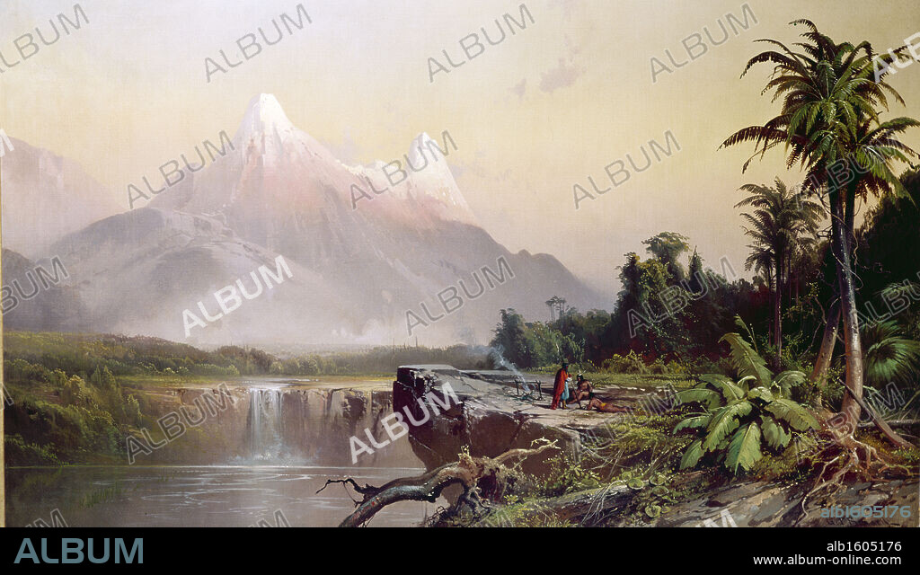 GEORGE F. BENSELL. South American Landscape by George Frederick Bensell,  oil on canvas,  (1837-1879),  USA,  Pennsylvania,  Philadelphia,  David David Gallery.