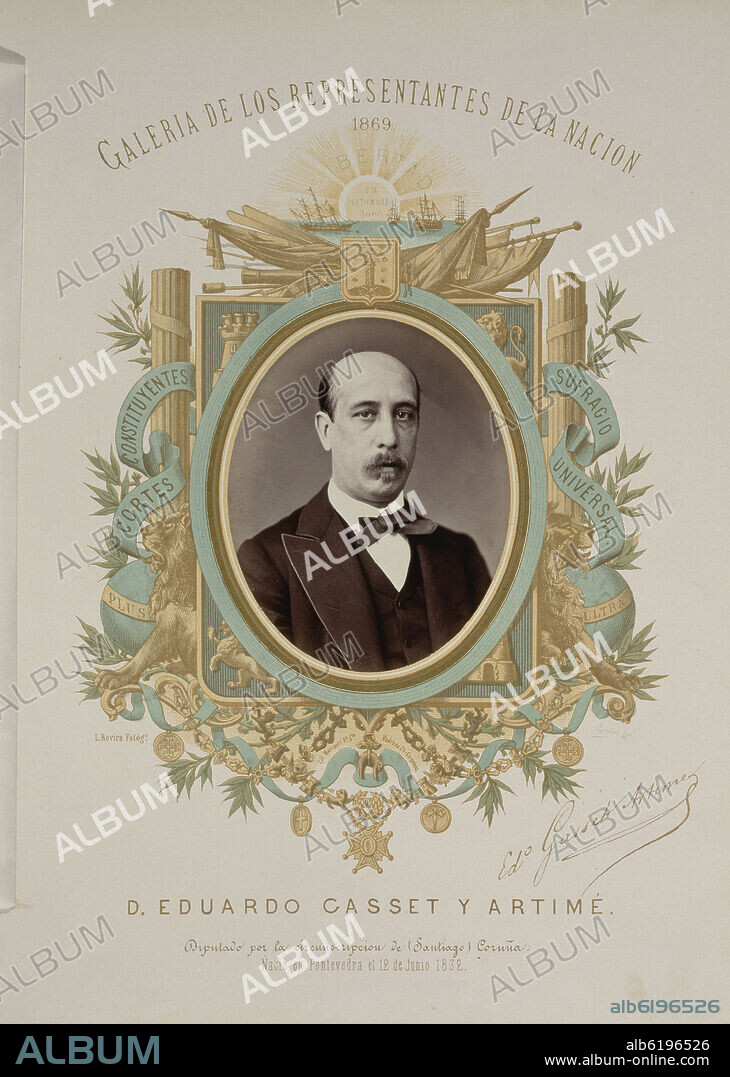 GALERIA DE REPRESENTANTES DE LA NACION 1869 - DON EDUARDO GASSET ARTIME - DIPUTADO POR SANTIAGO (CORUÑA).