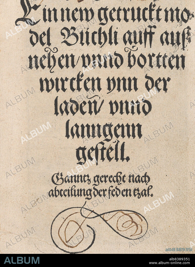 JOHANN SCHöNSPERGER THE YOUNGER. Ein new getruckt model Büchli...Title page, 1529.