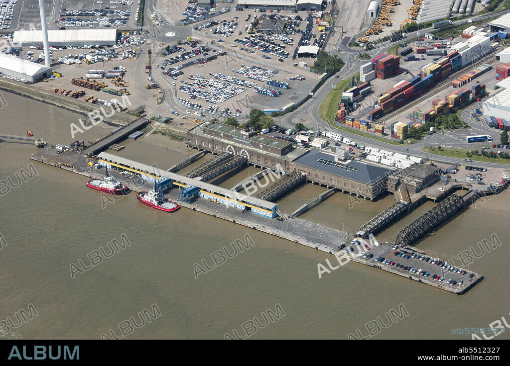 HISTORIC ENGLAND. Tilbury Riverside Station and floating landing stage, now the London International Cruise Terminal, Essex, 2018. Completed in 1924 the SS Empire Windrush docked here in 1948, since 1995 it has been open for leisure cruise use.