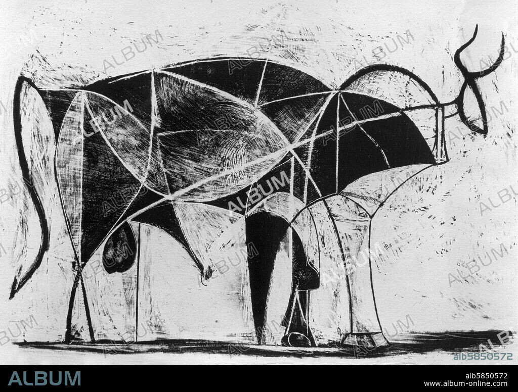 PABLO PICASSO. Study of a bull, 1946 Lithograph.