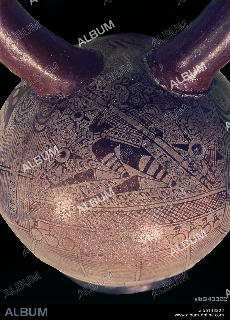 VASIJA CERAMICA - DET - CULTURA NAZCA - ARTE PERUANO PRECOLOMBINO - 100 AC-700 DC.