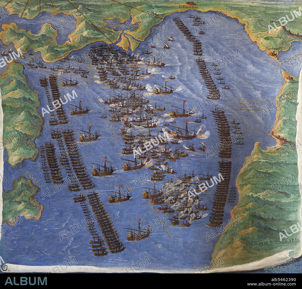 Battle of Lepanto, 1571 (by Ignazio Danti) - Vatican Museums, Gallery of Maps.