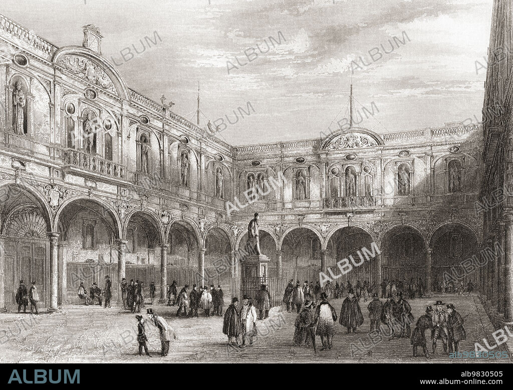 Somerset House, The Strand, London, England, 19th century. From The History of London: Illustrated by Views in London and Westminster, published c.1838.