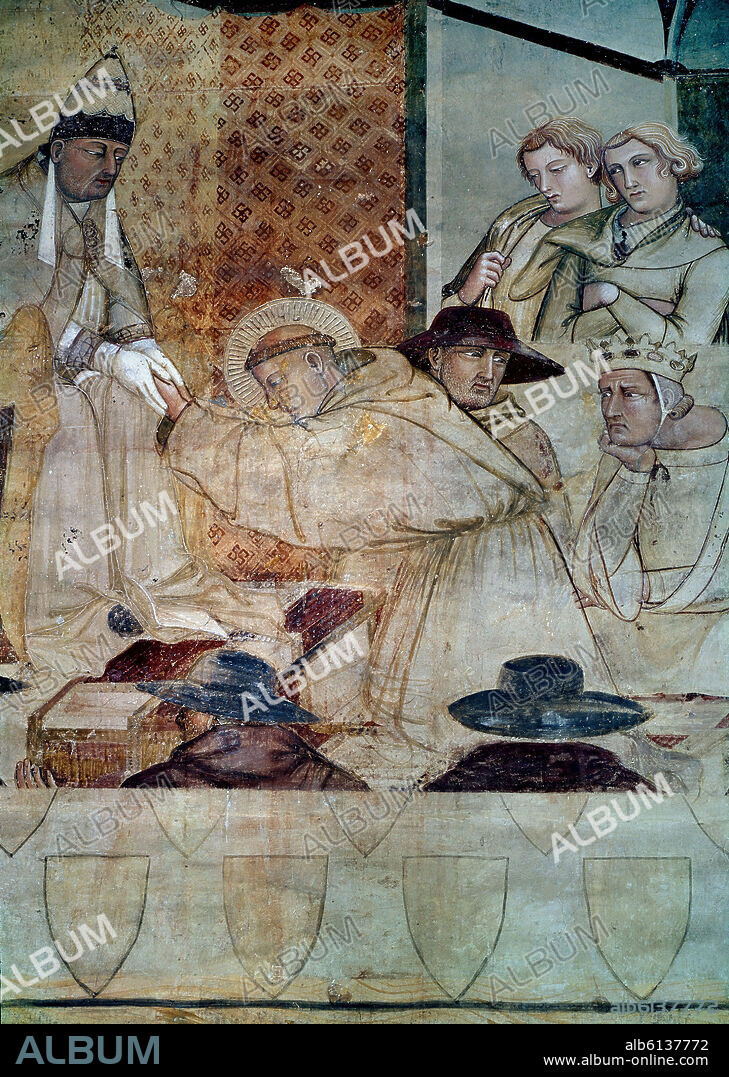 PIETRO LORENZETTI. *SAN LUDOVICO DE ANGIO ANTE BONIFACIO VIII- 1235/1303- PINTURA CUATROCENTO ITALIANO-ESCUELA DE SIENA.