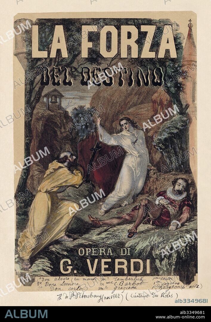 CHARLES LECOCQ. Poster for the opera La forza del destino by Giuseppe Verdi.