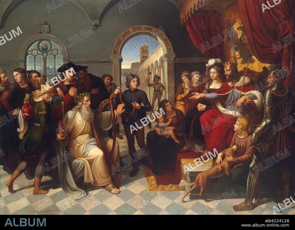 FRANZ RIEPENHAUSEN und JOHANN CHRISTIAN RIEPENHAUSEN. 'Singer'. Germany, 1820. Dimensions: 103x187 cm.