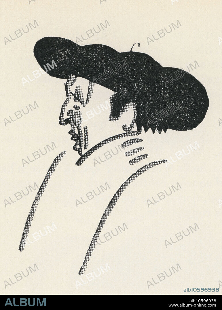 JAUME PASSARELL RIBÓ. Nicolás Enrique Lluelles Carreter (1885-1943), actor y comediógrafo catalán. Caricatura de Jaume Passarell. Año 1930.